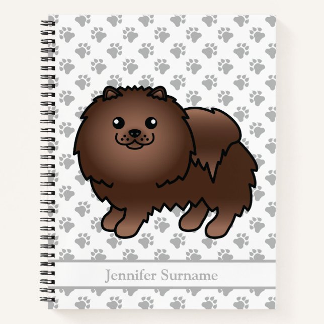 Cuaderno Pomerania marrón, adorable perro de dibujos animad (Anverso)
