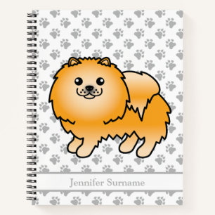 Cuaderno Pomerania Naranja Perro de Dibujos Animados Lindo