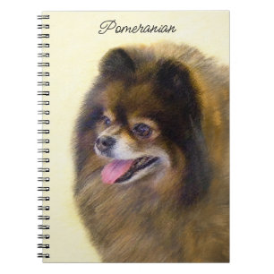 Cuaderno Pomerania Negra y Tan Pintura Original de Perro