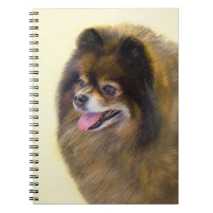 Cuaderno Pomerania Negra y Tan Pintura Original de Perro