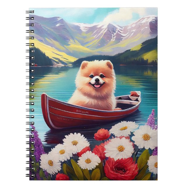 Cuaderno Pomeranian sobre un remo: Una aventura escénica (Frente)