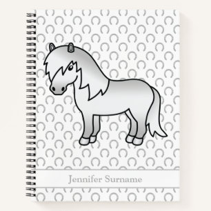 Cuaderno Poni Shetland Gris Poni de Dibujos Animados & Text