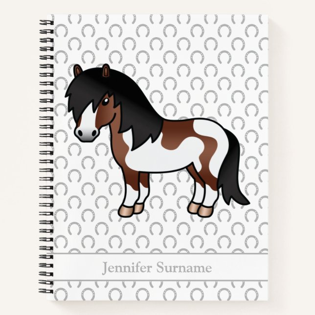 Cuaderno Poni Shetland Pinto Marrón Poni de Dibujos Animado (Anverso)