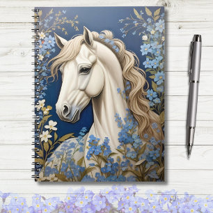Cuaderno Pony Blanco Elegante Y Olvidadme-Nots
