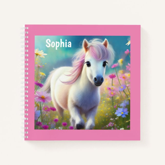Cuaderno Pony Cute Horse Personalizado Nombre Giro (Anverso)