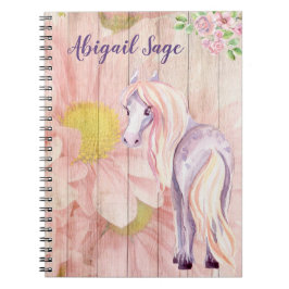Cuaderno Pony de Bonito y flores de margarita personalizado