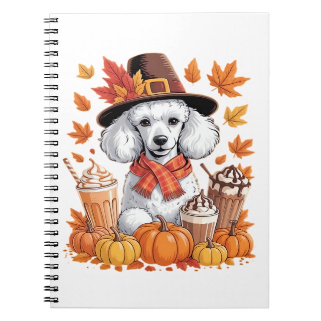 Cuaderno Poodle Acción de Gracias Bebidas Café Cae Sale De  (Frente)