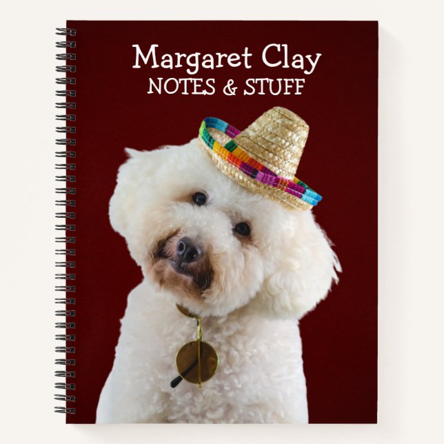 Cuaderno Poodle en un gorra de paja (Anverso)