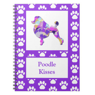 Cuaderno Poodle French Cute Dog Silhouette Paw Purple PY&B