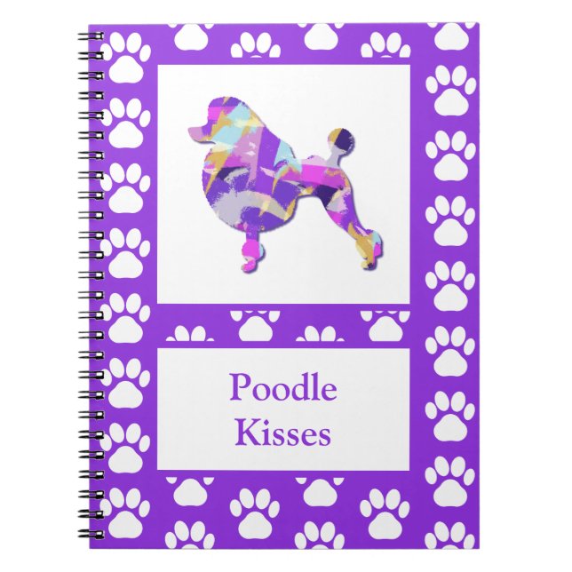 Cuaderno Poodle French Cute Dog Silhouette Paw Purple PY&B (Frente)