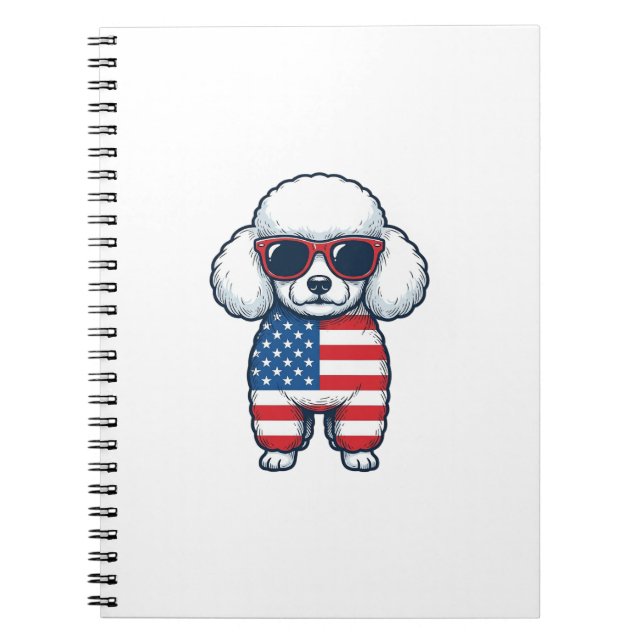 Cuaderno Poodle Patriótico con Gafas de Sol Diseño Vectoria (Frente)