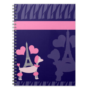 Cuaderno Poodles parisinos en rosa y morado