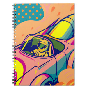Cuaderno Pop Art Astronaut Driving Rocket Car