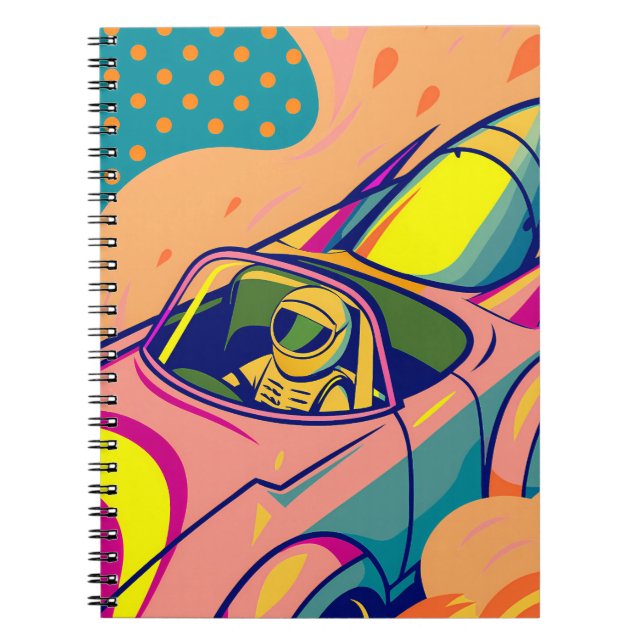 Cuaderno Pop Art Astronaut Driving Rocket Car (Frente)
