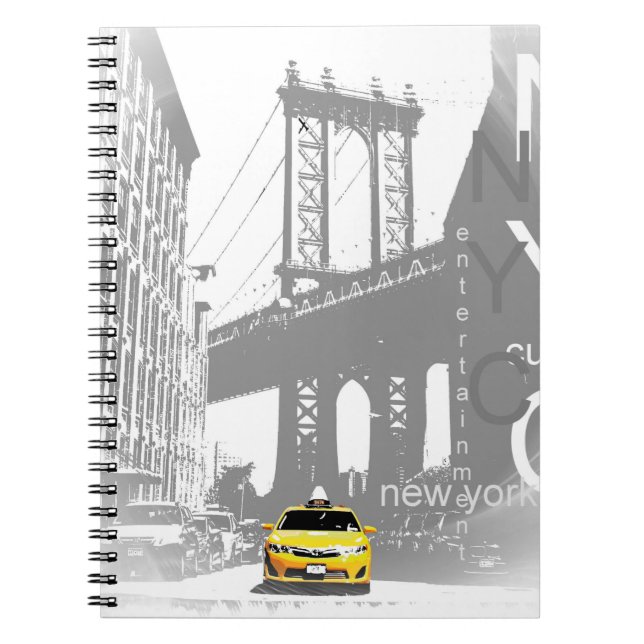 Cuaderno Pop Art Nyc Taxi Amarillo Nueva York Brooklyn (Frente)
