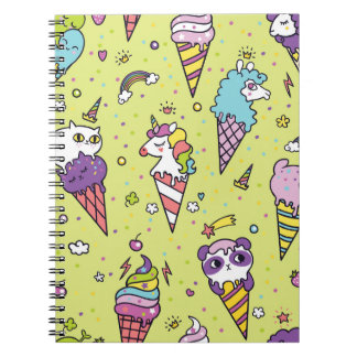 Cuaderno Pop Cute Ice Cream: Patrón Animal