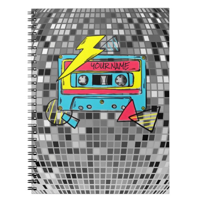 Cuaderno Pop de Cassette Neon Retro de los 80 (Frente)
