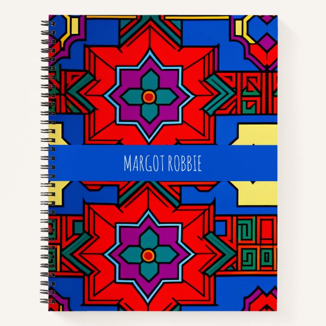 Cuaderno Pop de flores hexagonales Patrón isométrico rojo a (Anverso)