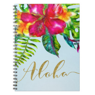Cuaderno Pop Eléctrico Brillante Tropical Floral Aloha