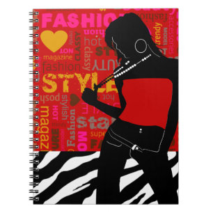 Cuaderno Popp Popp Moda Cebra roja rosa caliente oro