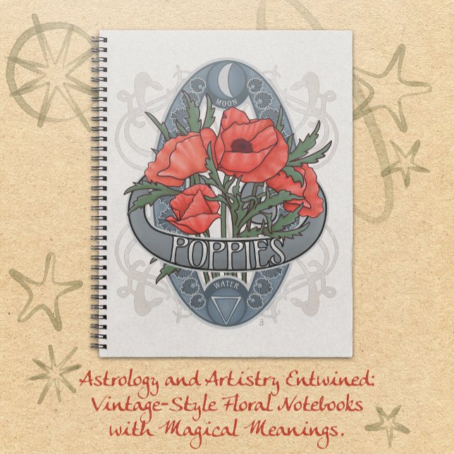 Cuaderno Poppies - Astrología floral y magia (Poppies-Flower Astrology and Magic Notebook Nature's Beauty Entwined with the esoteric arts. )