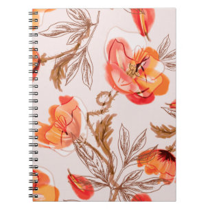 Cuaderno Poppies flaman patrón sin mar en un entorno pekiné