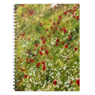 Cuaderno Poppies Pointillism Style Resumen Art