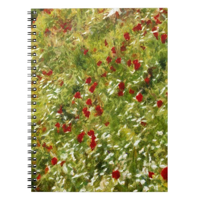 Cuaderno Poppies Pointillism Style Resumen Art (Frente)