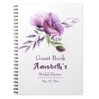 Cuaderno Poppies púrpura Bridal Shower Guest Book-1
