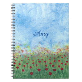 Cuaderno Poppies rojos en los diarios personalizados de cam