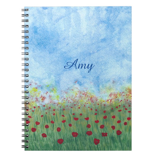 Cuaderno Poppies rojos en los diarios personalizados de cam (Frente)