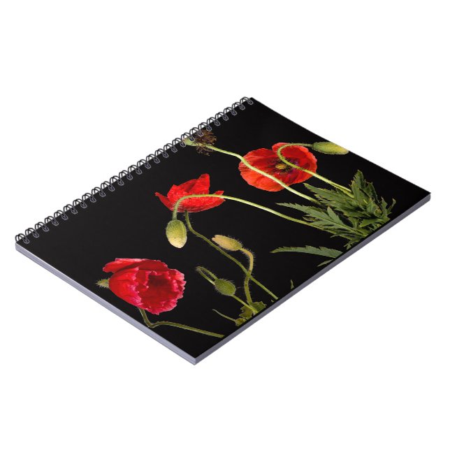 Cuaderno Poppies rojos en negro (Lado Izquierdo)
