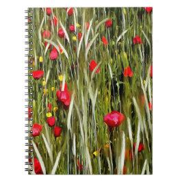 Cuaderno Poppies Rojos En Una Pintura De Wheatfield