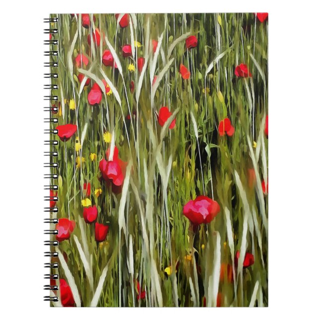 Cuaderno Poppies Rojos En Una Pintura De Wheatfield (Frente)