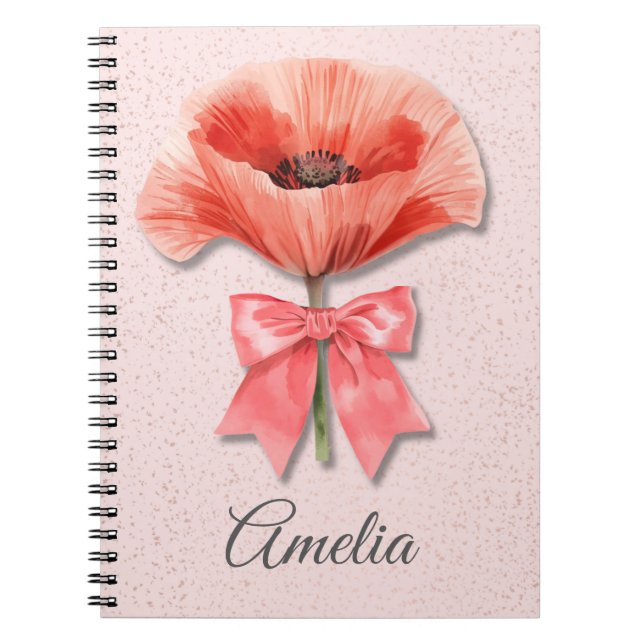 Cuaderno Poppy Coquette Notebook | Pink Floral Journal (Frente)