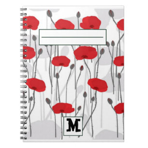 Cuaderno Poppy flower gift botanical pretty monogram