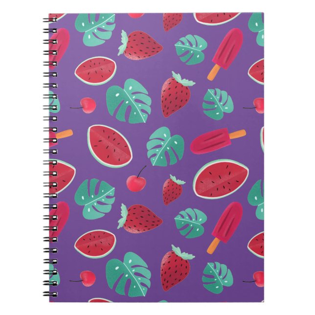 Cuaderno Popsicle, Cherry, Strawberry & Watermelon Leaves (Frente)