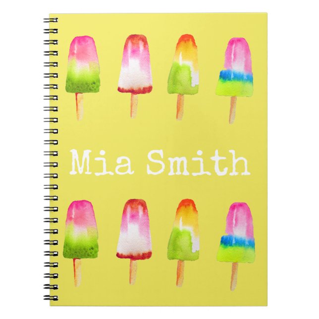 Cuaderno Popsicle helado bloque Verano acuarela lindo (Frente)