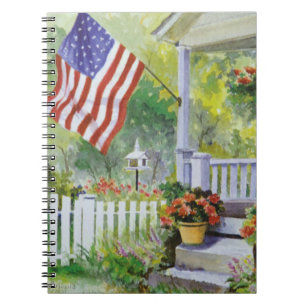 Cuaderno Pórche de entrada colonial de la bandera american