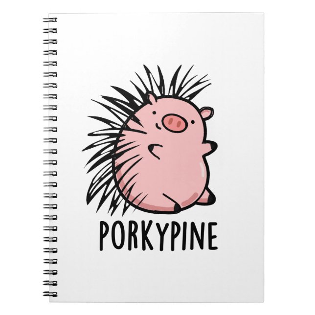 Cuaderno Porky-pine Puercoespín Divertido Cerdo Pun  (Frente)