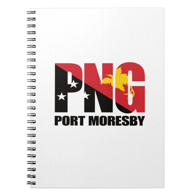 Cuaderno Port Moresby PNG con bandera de Papúa Nueva Guinea (Frente)