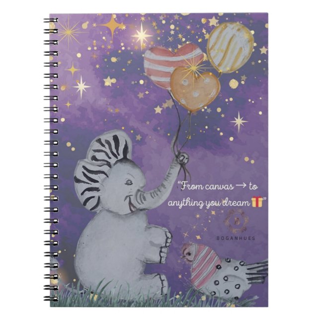 Cuaderno Portada de Boganhus "Eleze Elephant & Polka Hen" (Frente)