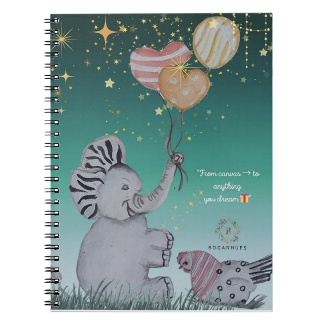 Cuaderno Portada de elefante Eleze & Polka Hen (Frente)