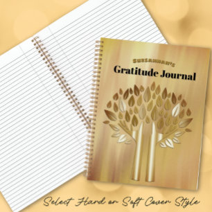 Cuaderno Portada de gratitud con bokeh dorado y negro
