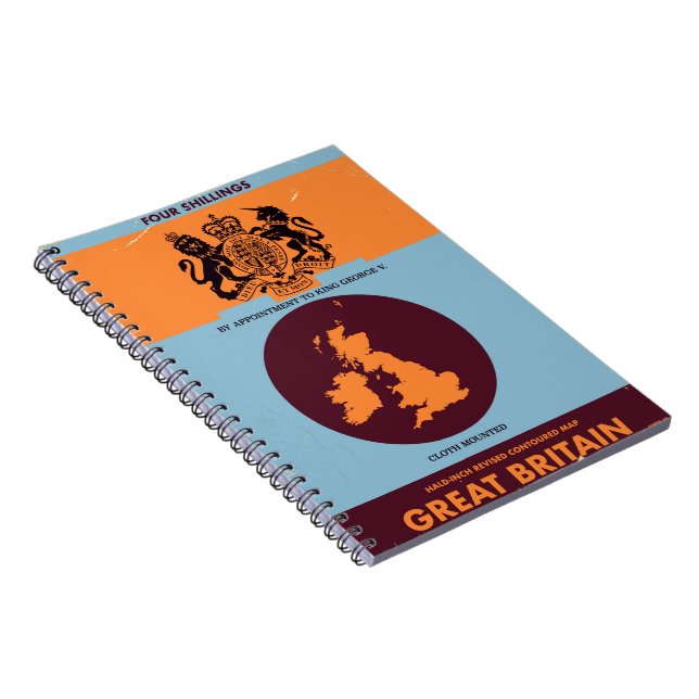 Cuaderno Portada de libro de mapas antiguos de Gran Bretaña (Lado Derecho)