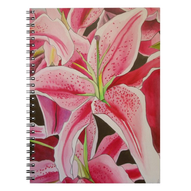 Cuaderno Portada de Stargazer con lirio rosa de Sacha Gross (Frente)