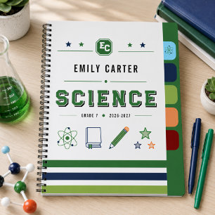 Cuaderno Portada Personalizada de Ciencias Verde Marino par
