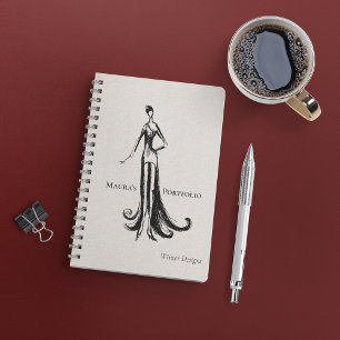 Cuaderno Portafolio de Diseñador de Moda Elegante Borrado