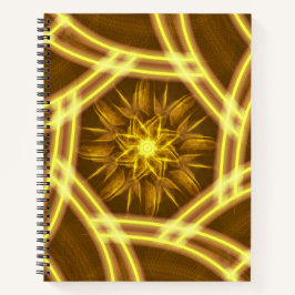 Cuaderno Portal Estelar Luminoso – Fractal Dorado Simétrico