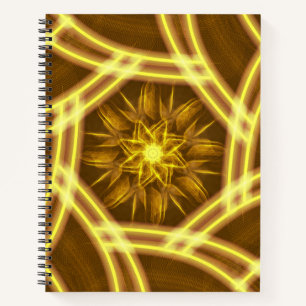 Cuaderno Portal Estelar Luminoso – Fractal Dorado Simétrico